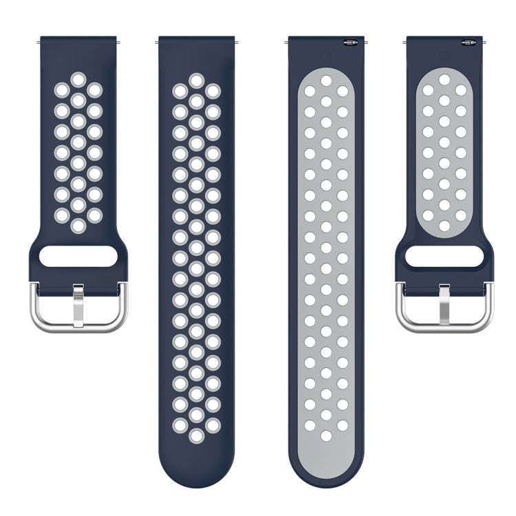For Huawei Watch GT 46mm / 42mm 22mm Clasp Two Color Sport Watch Band(Blue + Grey)