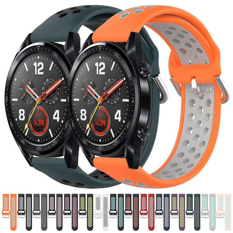 For Huawei Watch GT 46mm / 42mm 22mm Clasp Two Color Sport Watch Band(Red + Grey)