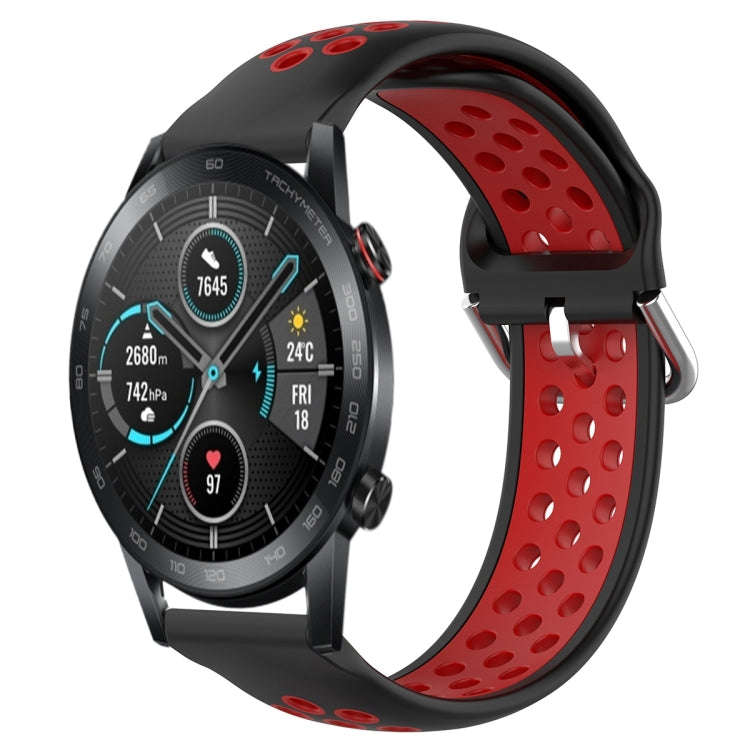 For Huawei Honor Magic Watch 2 46mm 22mm Clasp Two Color Sport Watch Band(Red + Black)
