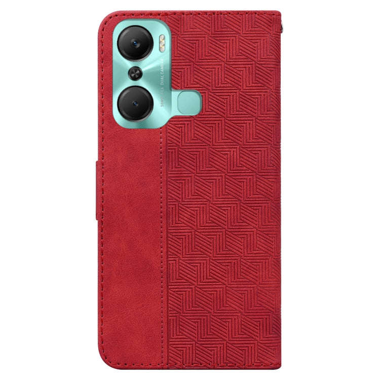 For Infinix Hot 12 Pro Geometric Embossed Flip Leather Phone Case(Red)