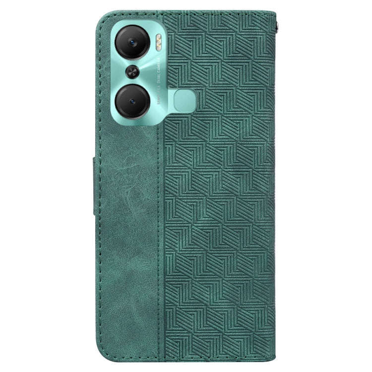 For Infinix Hot 12 Pro Geometric Embossed Flip Leather Phone Case(Green)