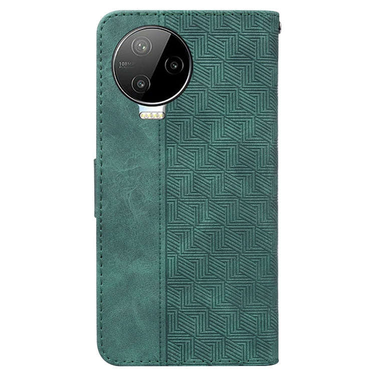 For Infinix Note 12 Pro 4G Geometric Embossed Flip Leather Phone Case(Green)