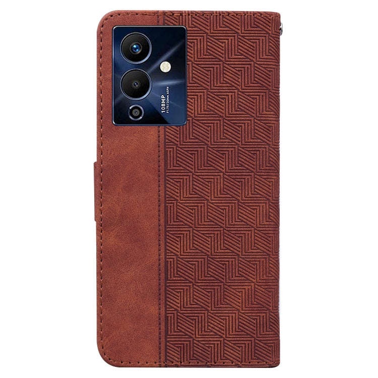 For Infinix Note 12 Pro 5G Geometric Embossed Flip Leather Phone Case(Brown)