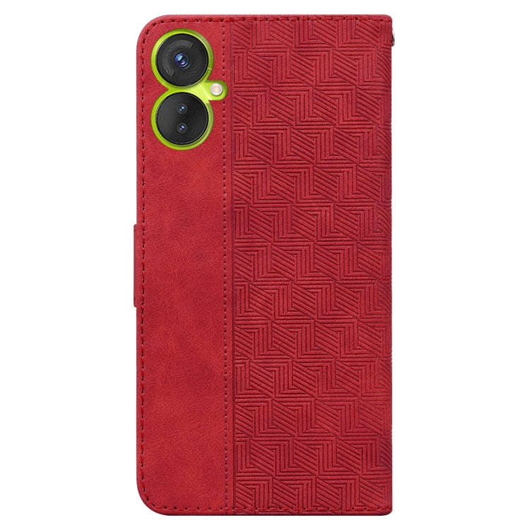 For Tecno Camon 19 Neo Geometric Embossed Flip Leather Phone Case(Red)