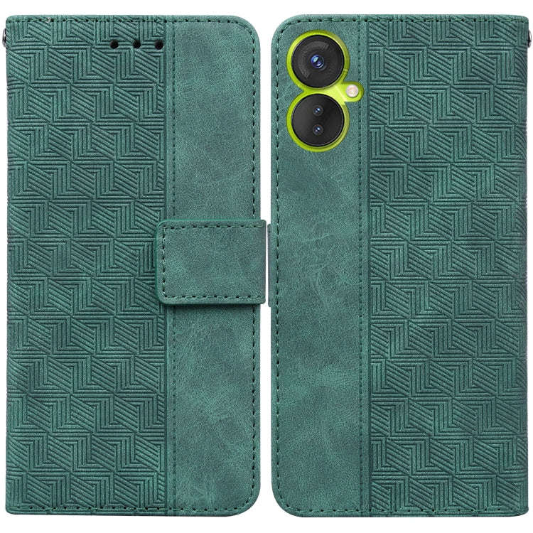 For Tecno Camon 19 Neo Geometric Embossed Flip Leather Phone Case(Green)