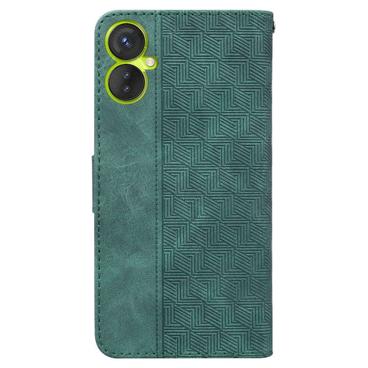 For Tecno Camon 19 Neo Geometric Embossed Flip Leather Phone Case(Green)