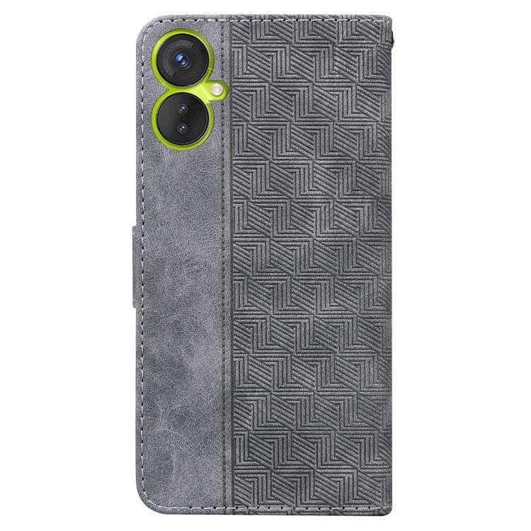 For Tecno Camon 19 Neo Geometric Embossed Flip Leather Phone Case(Grey)