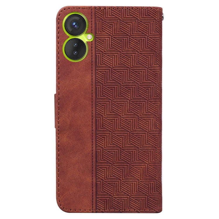 For Tecno Camon 19 Neo Geometric Embossed Flip Leather Phone Case(Brown)
