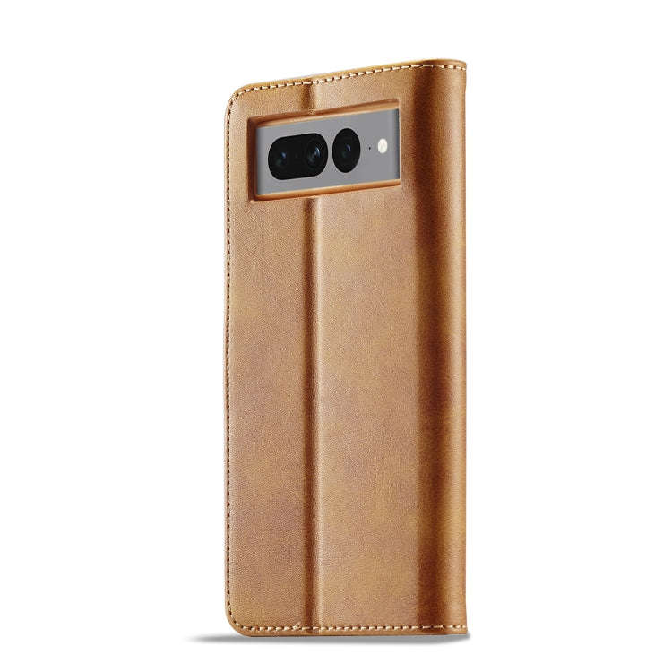 For Google Pixel 7 LC.IMEEKE Calf Texture Horizontal Flip Leather Case(Yellow)