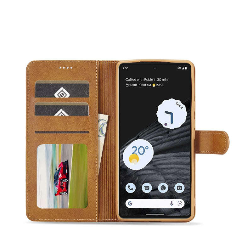 For Google Pixel 7 LC.IMEEKE Calf Texture Horizontal Flip Leather Case(Yellow)