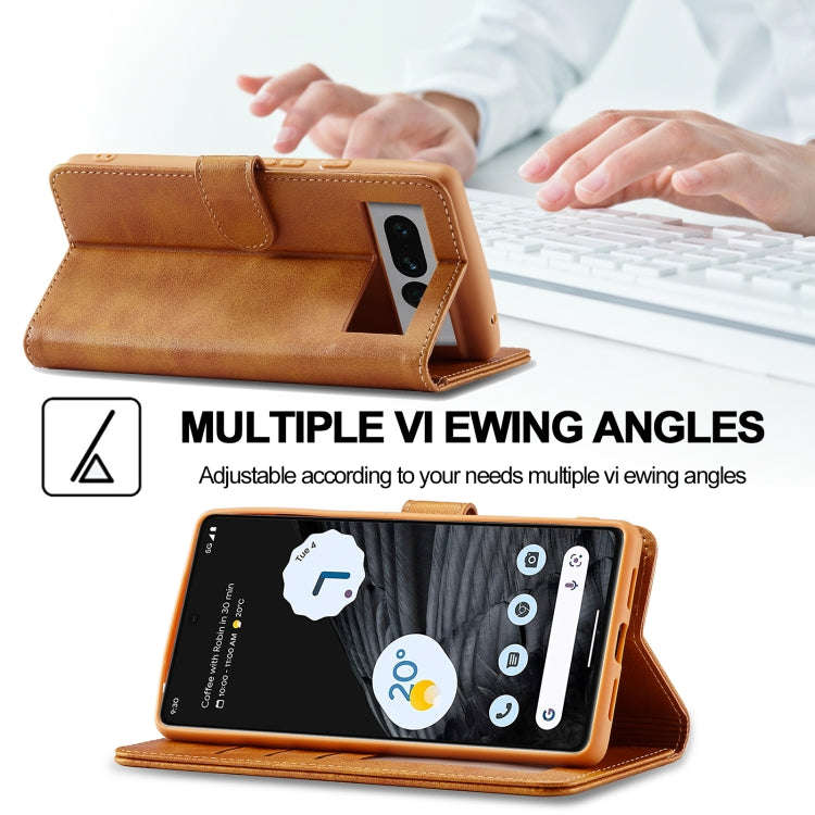 For Google Pixel 7 LC.IMEEKE Calf Texture Horizontal Flip Leather Case(Yellow)