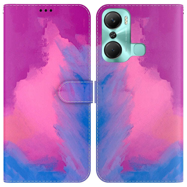 For Infinix Hot 12 Pro Watercolor Pattern Flip Leather Phone Case(Purple Red)