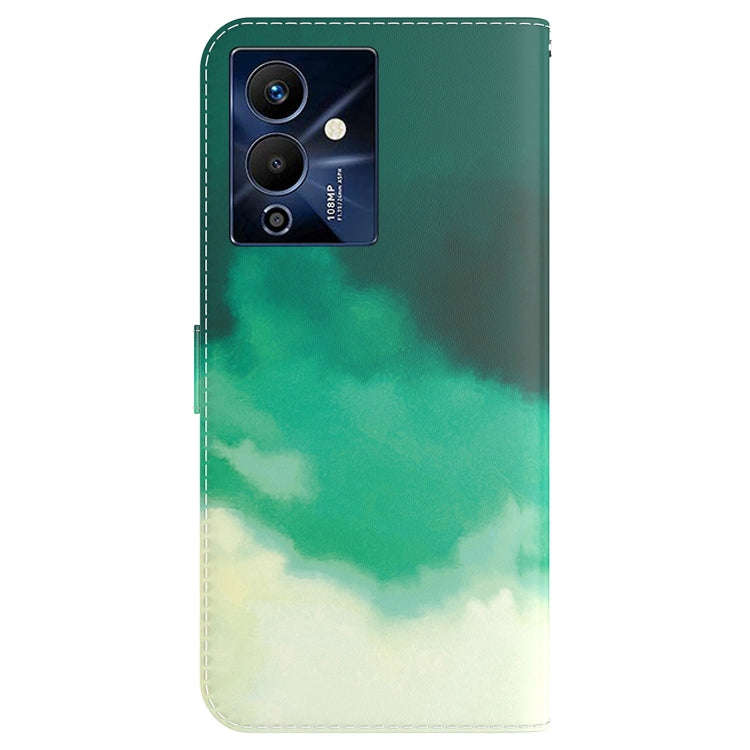 For Infinix Note 12 Pro 5G Watercolor Pattern Flip Leather Phone Case(Cyan Green)