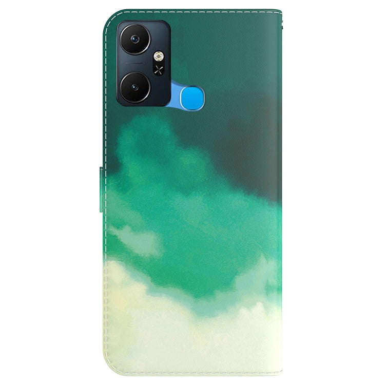 For Infinix Smart 6 Plus Watercolor Pattern Flip Leather Phone Case(Cyan Green)