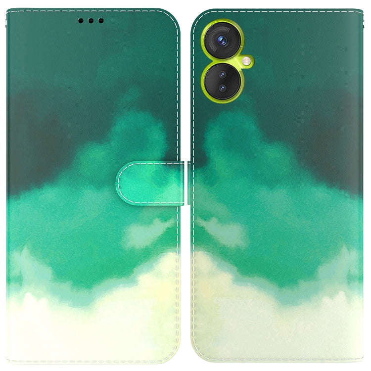 For Tecno Camon 19 Neo Watercolor Pattern Flip Leather Phone Case(Cyan Green)