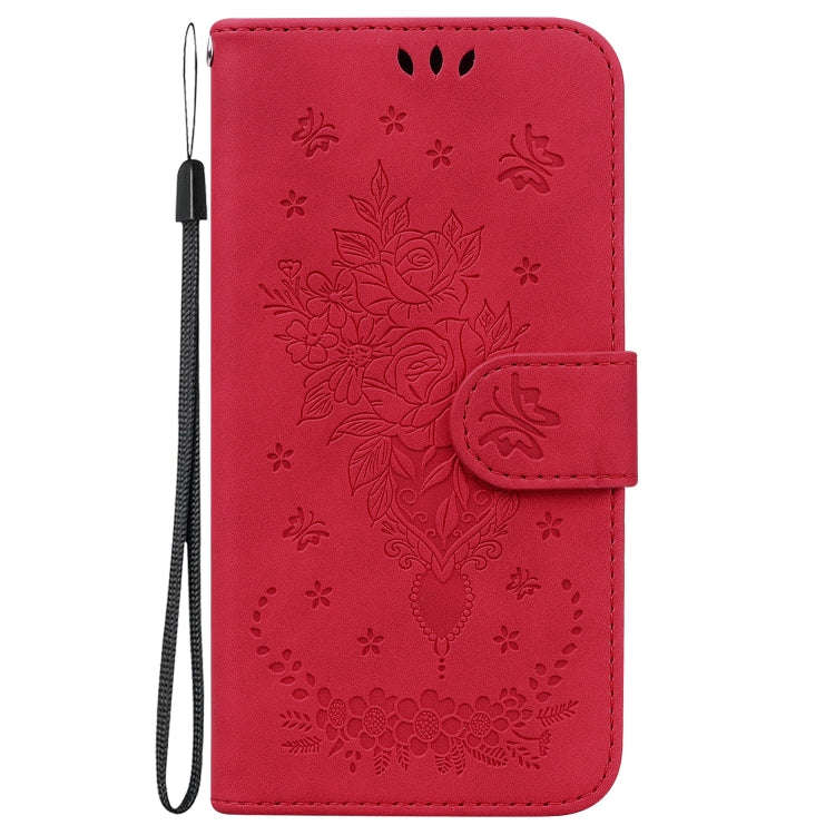For Infinix Hot 12 Pro Butterfly Rose Embossed Leather Phone Case(Red)