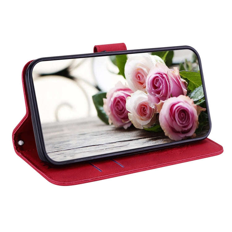 For Infinix Hot 12 Pro Butterfly Rose Embossed Leather Phone Case(Red)