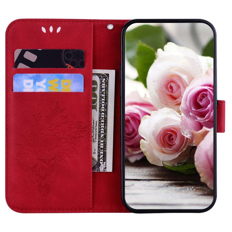 For Infinix Hot 12 Pro Butterfly Rose Embossed Leather Phone Case(Red)