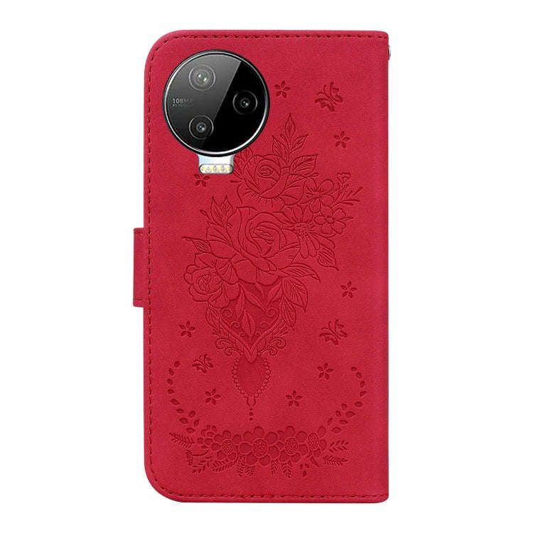 For Infinix Note 12 Pro 4G Butterfly Rose Embossed Leather Phone Case(Red)