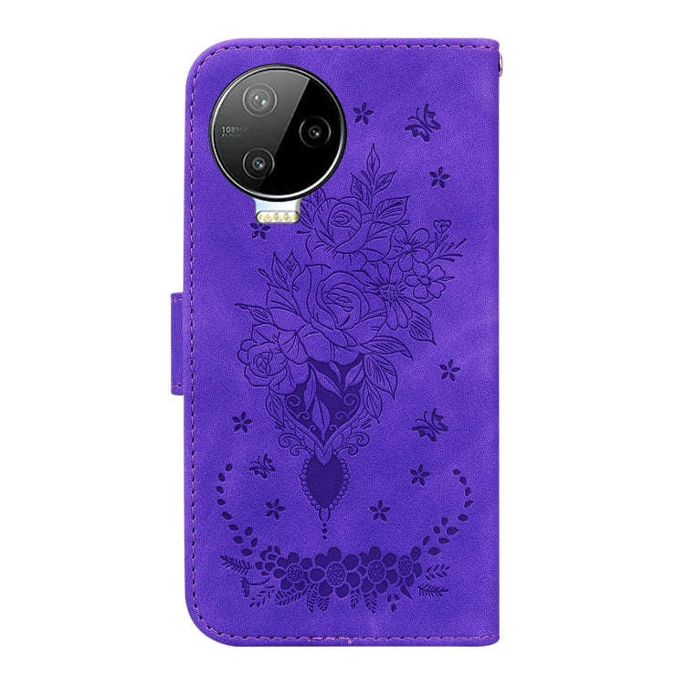 For Infinix Note 12 Pro 4G Butterfly Rose Embossed Leather Phone Case(Purple)