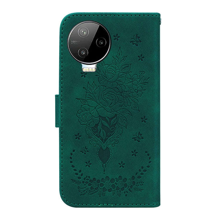 For Infinix Note 12 Pro 4G Butterfly Rose Embossed Leather Phone Case(Green)