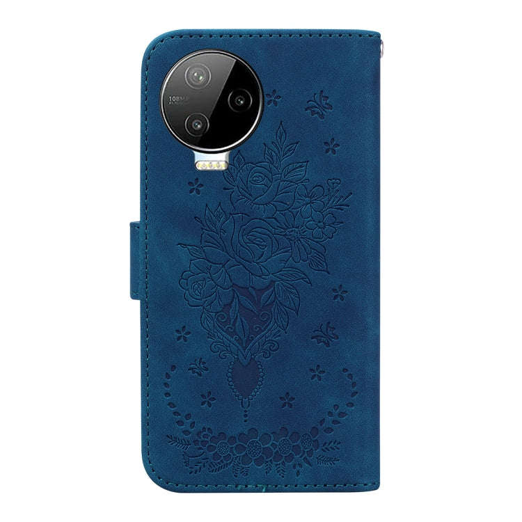 For Infinix Note 12 Pro 4G Butterfly Rose Embossed Leather Phone Case(Blue)