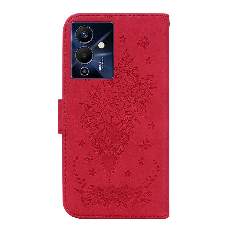 For Infinix Note 12 Pro 5G Butterfly Rose Embossed Leather Phone Case(Red)