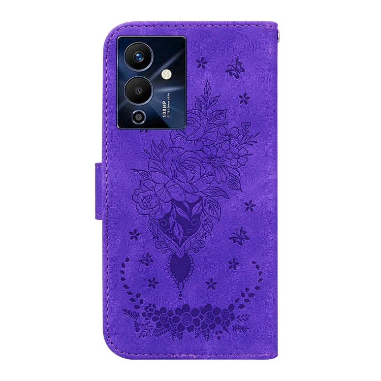 For Infinix Note 12 Pro 5G Butterfly Rose Embossed Leather Phone Case(Purple)