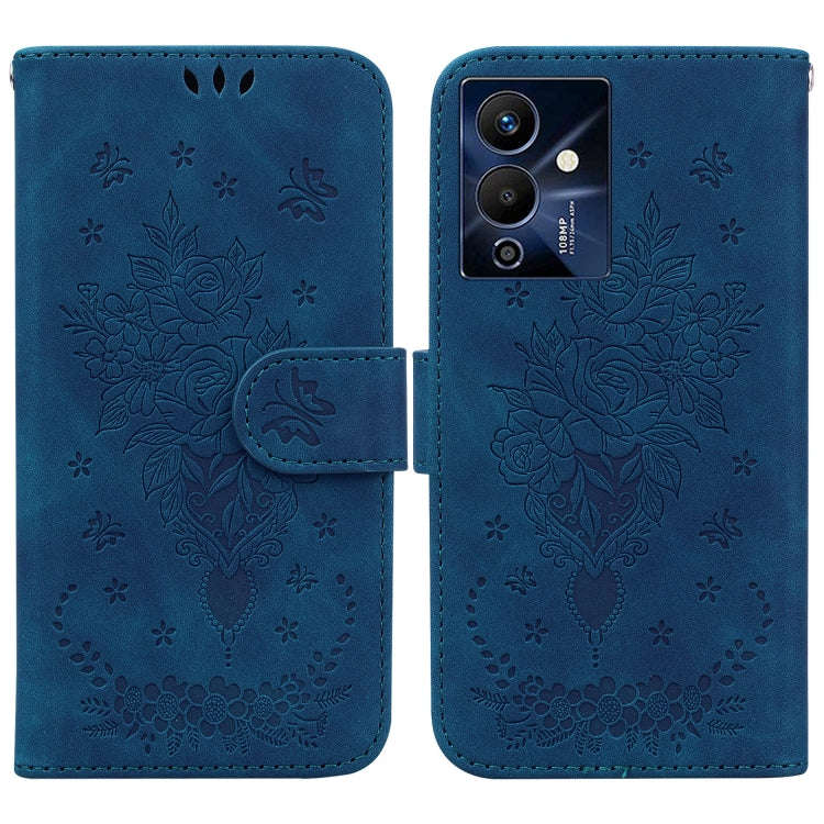 For Infinix Note 12 Pro 5G Butterfly Rose Embossed Leather Phone Case(Blue)