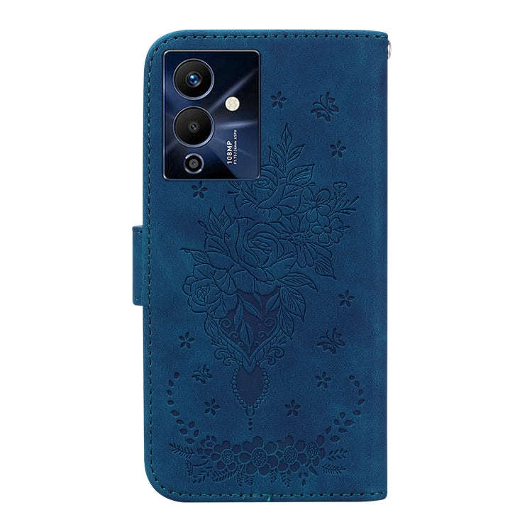 For Infinix Note 12 Pro 5G Butterfly Rose Embossed Leather Phone Case(Blue)