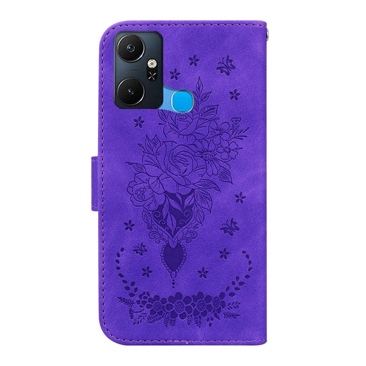 For Infinix Smart 6 Plus Butterfly Rose Embossed Leather Phone Case(Purple)