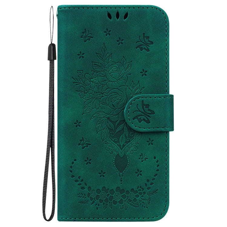 For Tecno Camon 19 Neo Butterfly Rose Embossed Leather Phone Case(Green)