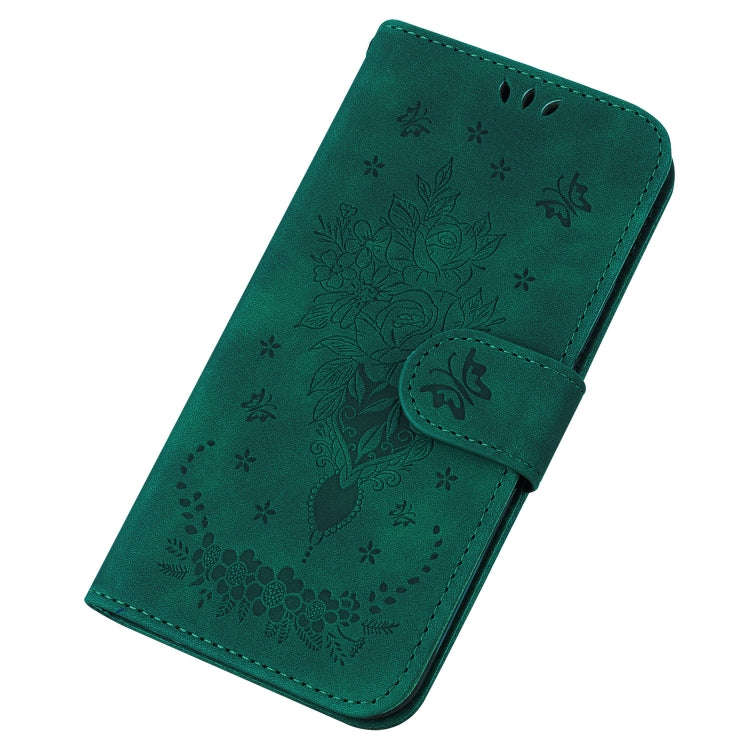 For Tecno Camon 19 Neo Butterfly Rose Embossed Leather Phone Case(Green)