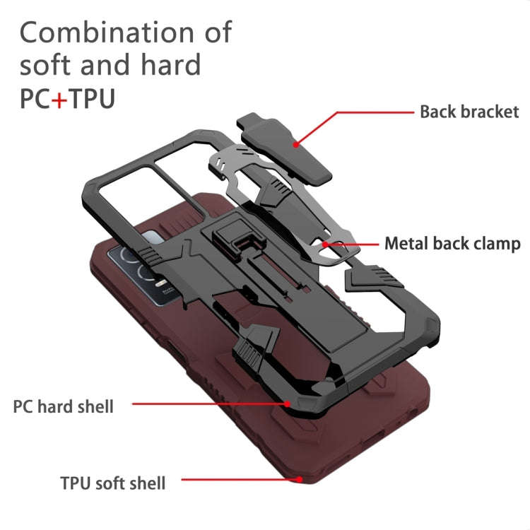 For Infinix Note 12 G96 Armor Warrior Shockproof PC + TPU Phone Case(Brown)