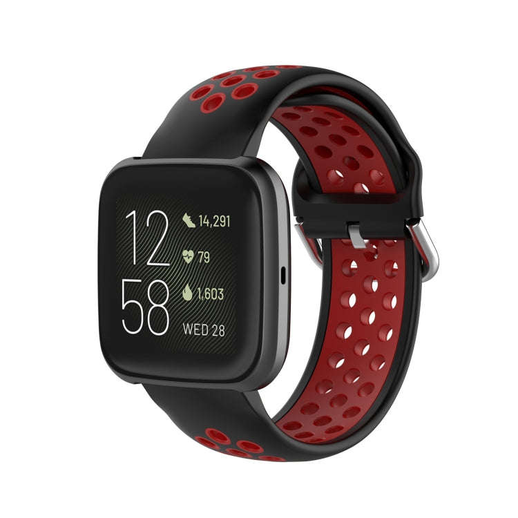 For Fitbit Versa 2 / Versa / Versa Lite 23mm Clasp Two Color Sport Watch Band(Black + Red)
