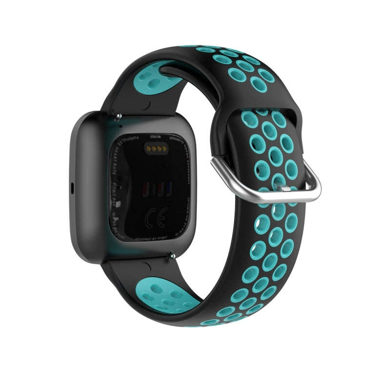 For Fitbit Versa 2 / Versa / Versa Lite 23mm Clasp Two Color Sport Watch Band(Black + Mint Green)