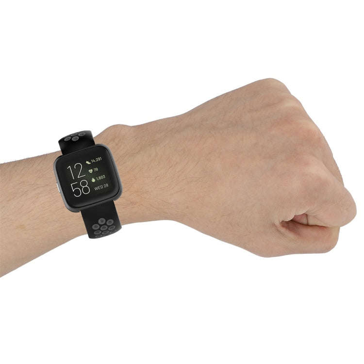 For Fitbit Versa 2 / Versa / Versa Lite 23mm Clasp Two Color Sport Watch Band(Black + Mint Green)