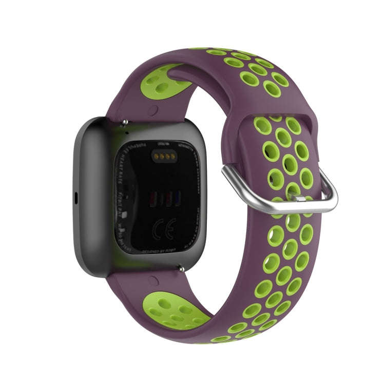 For Fitbit Versa 2 / Versa / Versa Lite 23mm Clasp Two Color Sport Watch Band(Purple + Green)