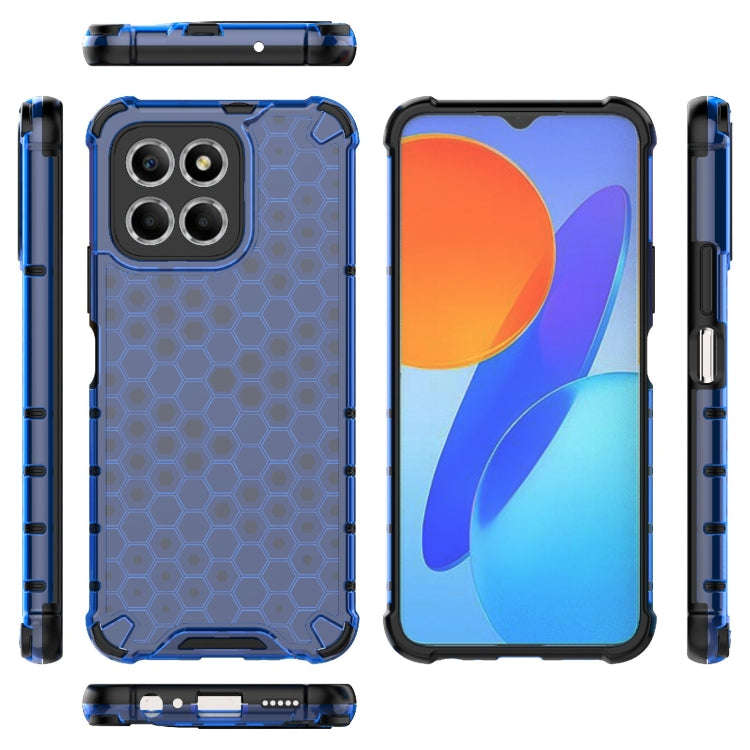 For Honor X8 5G Shockproof Honeycomb PC + TPU Phone Case(Blue)