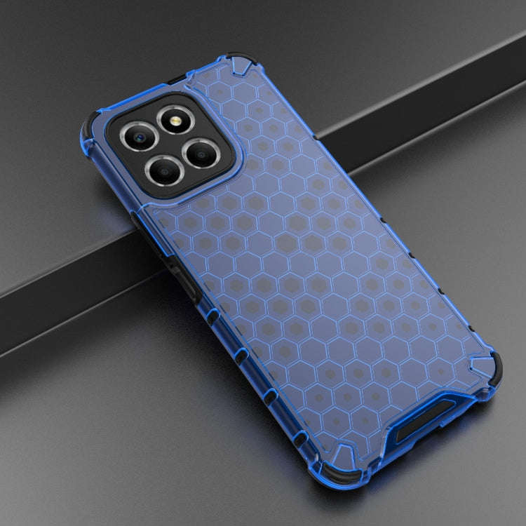 For Honor X8 5G Shockproof Honeycomb PC + TPU Phone Case(Blue)