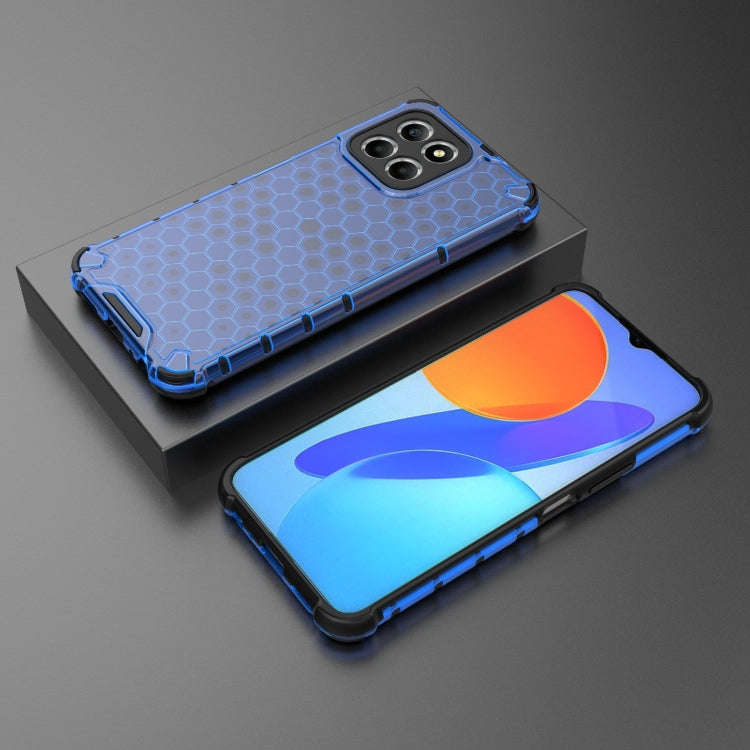 For Honor X8 5G Shockproof Honeycomb PC + TPU Phone Case(Blue)