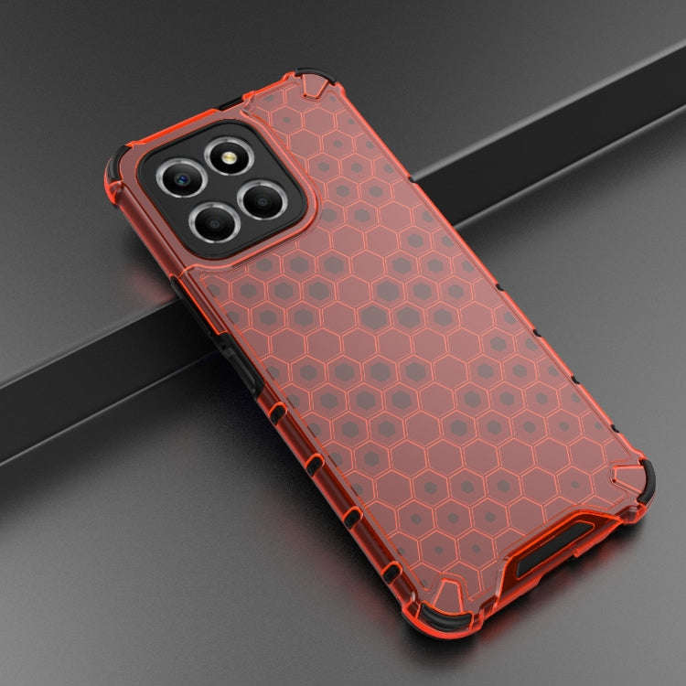 For Honor X8 5G Shockproof Honeycomb PC + TPU Phone Case(Red)
