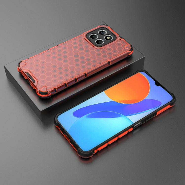 For Honor X8 5G Shockproof Honeycomb PC + TPU Phone Case(Red)