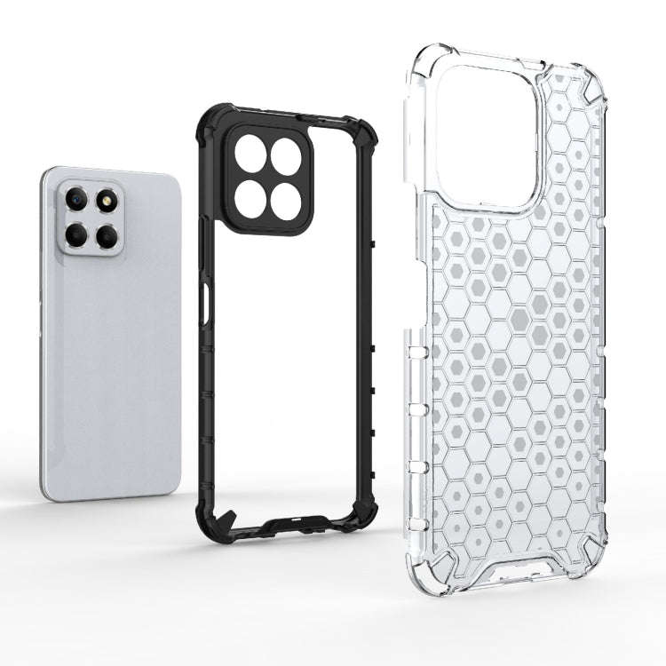 For Honor X8 5G Shockproof Honeycomb PC + TPU Phone Case(Red)