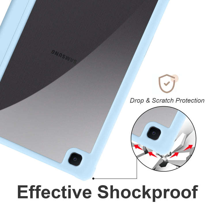 For Samsung Galaxy Tab S6 Lite Acrylic 3-folding Smart Leather Tablet Case(Ice Blue)