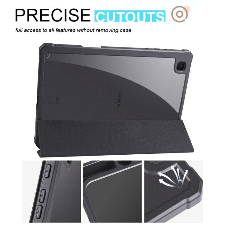 For Samsung Galaxy Tab S6 Lite Acrylic 3-folding Smart Leather Tablet Case(Black)