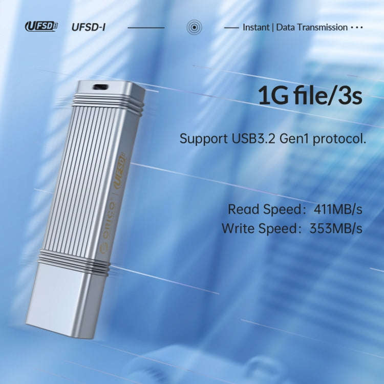 ORICO UFS Flash Drive, Read: 411MB/s, Write: 353MB/s, Memory:256GB, Port:Type-C(Silver)