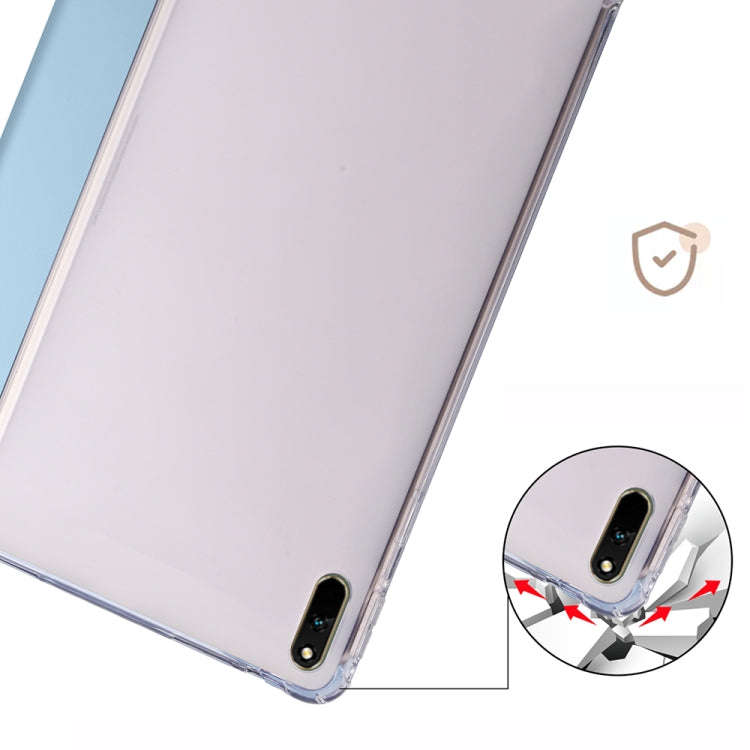 For Huawei MatePad 11 2021 3-folding Transparent TPU Smart Leather Tablet Case(Ice Blue)