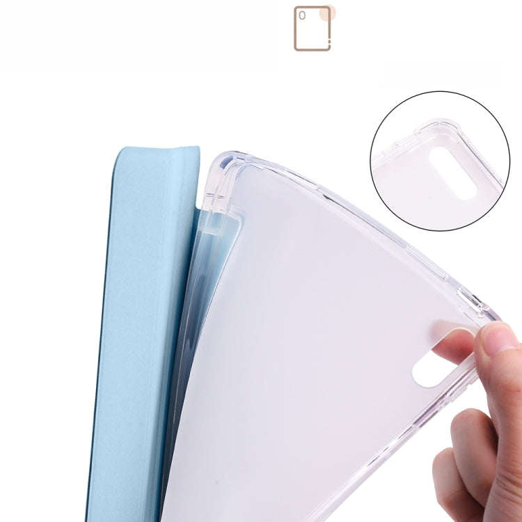 For Huawei MatePad 11 2021 3-folding Transparent TPU Smart Leather Tablet Case(Ice Blue)
