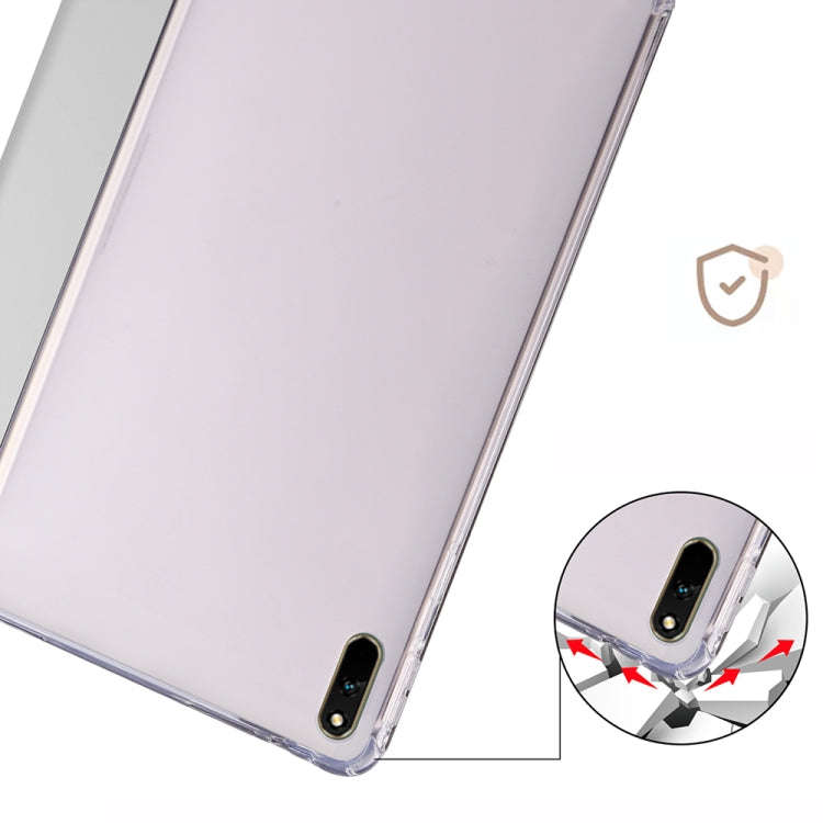 For Huawei MatePad 11 2021 3-folding Transparent TPU Smart Leather Tablet Case(Grey)